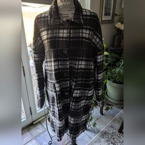 HYFVE Black & White L/S Buffalo Plaid Flannel Shirt/Jacket -SZ S